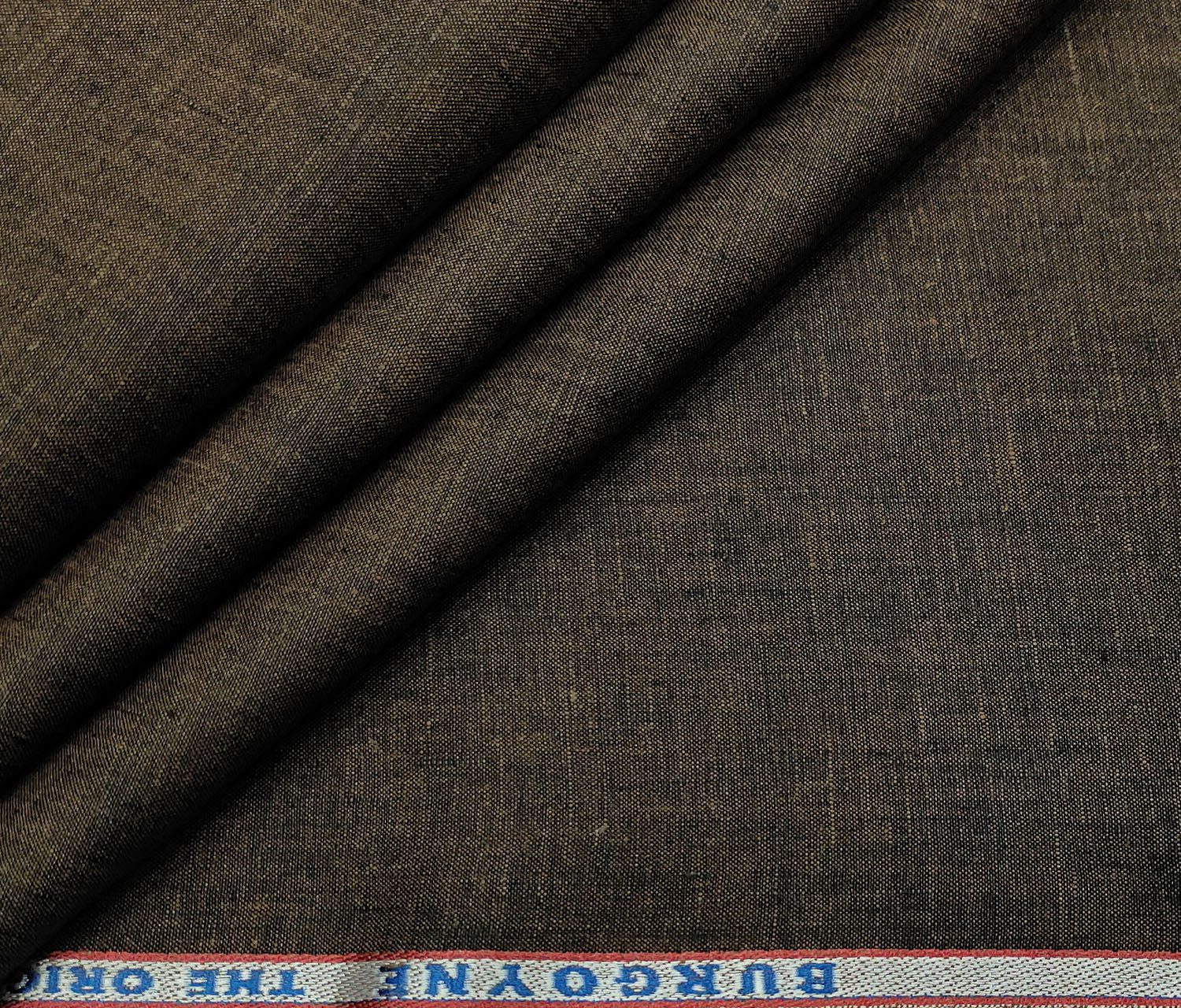 Burgoyne Men's Linen Solids Unstitched Shirting Fabric (Dark Brown)