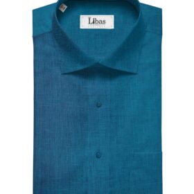 Burgoyne Men's Linen Solids Unstitched Shirting Fabric (Dark Firozi Blue)
