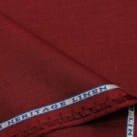 Burgoyne Men's Linen Solids Unstitched Shirting Fabric (Dark Maroon)
