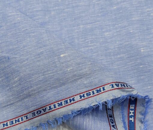 Burgoyne Men's Linen Solids Unstitched Shirting Fabric (Sky Blue)