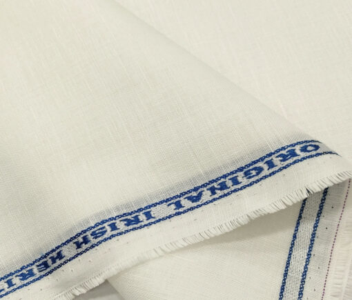 Burgoyne Men's Linen Solids Unstitched Shirting Fabric (Milky White)