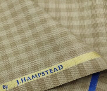 J.Hampstead Men's Polyester Viscose Checks Unstitched Suiting Fabric (Beige)