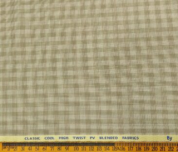 J.Hampstead Men's Polyester Viscose Checks Unstitched Suiting Fabric (Beige)