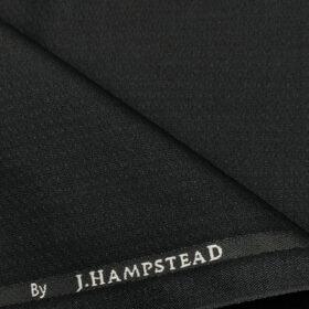 J.Hampstead Men's Polyester Viscose Structured Unstitched Suiting Fabric (Black)