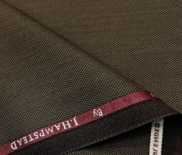 J.Hampstead Men's Polyester Viscose Structured Unstitched Suiting Fabric (Coffee Brown)