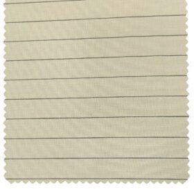 J.Hampstead Men's Polyester Viscose Striped Unstitched Suiting Fabric (Cream)