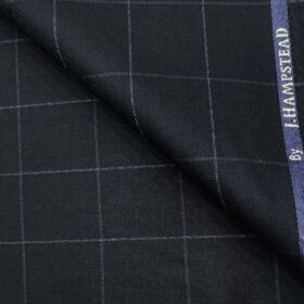 J.Hampstead Men's Polyester Viscose Checks Unstitched Suiting Fabric (Dark Blue)