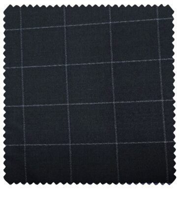 J.Hampstead Men's Polyester Viscose Checks Unstitched Suiting Fabric (Dark Blue)