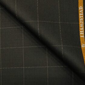 J.Hampstead Men's Polyester Viscose Checks Unstitched Suiting Fabric (Dark Brown)