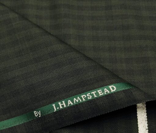 J.Hampstead Men's Polyester Viscose Structured Unstitched Suiting Fabric (Dark Green)