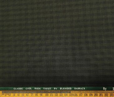J.Hampstead Men's Polyester Viscose Structured Unstitched Suiting Fabric (Dark Green)