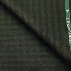 J.Hampstead Men's Polyester Viscose Structured Unstitched Suiting Fabric (Dark Green)