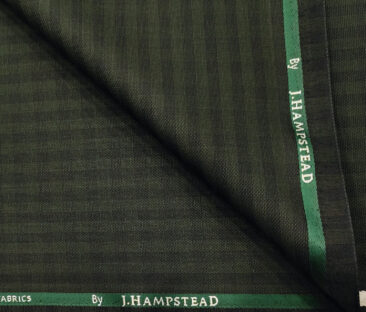 J.Hampstead Men's Polyester Viscose Structured Unstitched Suiting Fabric (Dark Green)