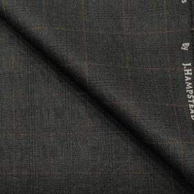J.Hampstead Men's Polyester Viscose Checks Unstitched Suiting Fabric (Dark Grey)