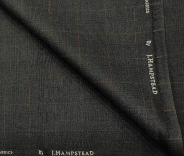 J.Hampstead Men's Polyester Viscose Checks Unstitched Suiting Fabric (Dark Grey)