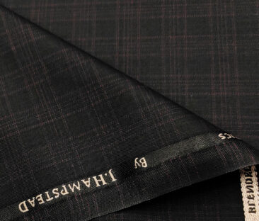 J.Hampstead Men's Polyester Viscose Checks Unstitched Suiting Fabric (Dark Wine)