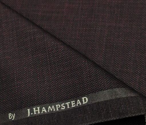 J.Hampstead Men's Polyester Viscose Structured Unstitched Suiting Fabric (Dark Wine)