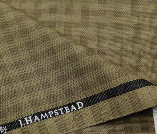 J.Hampstead Men's Polyester Viscose Checks Unstitched Suiting Fabric (Khakhi)