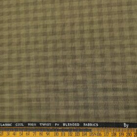 J.Hampstead Men's Polyester Viscose Checks Unstitched Suiting Fabric (Khakhi)
