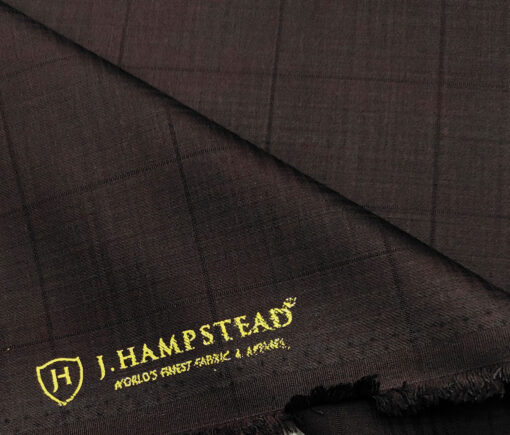 J.Hampstead Men's Terry Rayon Checks Unstitched Suiting Fabric (Dark Wine)
