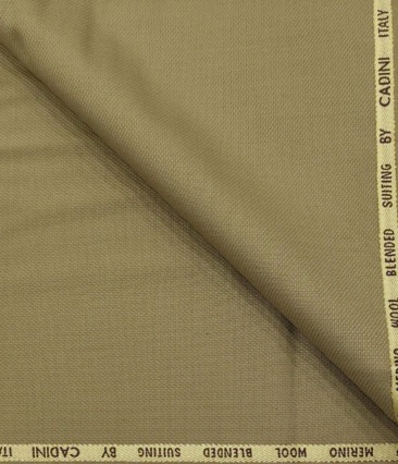 Cadini Italy Men's Wool Structured  Super 100's Unstitched Trouser or Modi Jacket Fabric (Khakhi
