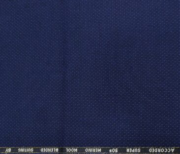 Cadini Italy Men's Wool Structured  Super 90's Unstitched Trouser or Modi Jacket Fabric (Dark Royal Blue