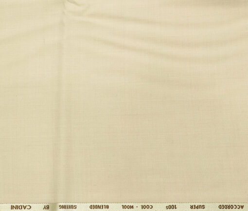 Cadini Italy Men's Wool Checks  Super 100's Unstitched Trouser or Modi Jacket Fabric (Cream