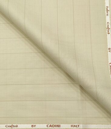 Cadini Italy Men's Wool Striped  Super 110's Unstitched Trouser or Modi Jacket Fabric (Cream