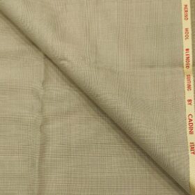Cadini Italy Men's Wool Checks  Super 100's Unstitched Trouser or Modi Jacket Fabric (Tan Beige