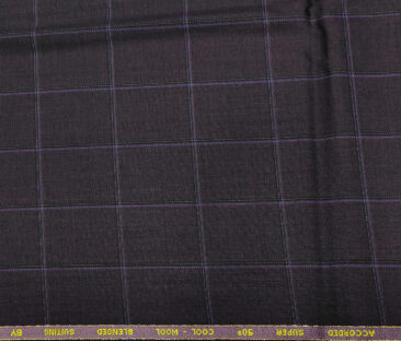 Cadini Italy Men's Wool Checks  Super 90's Unstitched Trouser or Modi Jacket Fabric (Dark Purple