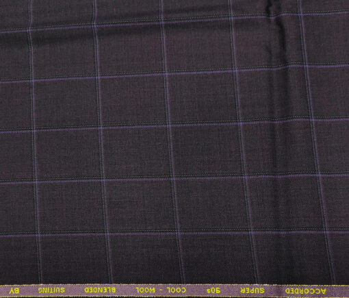 Cadini Italy Men's Wool Checks  Super 90's Unstitched Trouser or Modi Jacket Fabric (Dark Purple