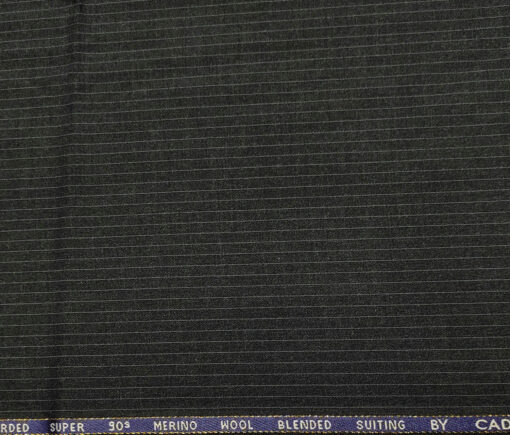 Cadini Italy Men's Wool Striped  Super 90's Unstitched Trouser or Modi Jacket Fabric (Dark Grey