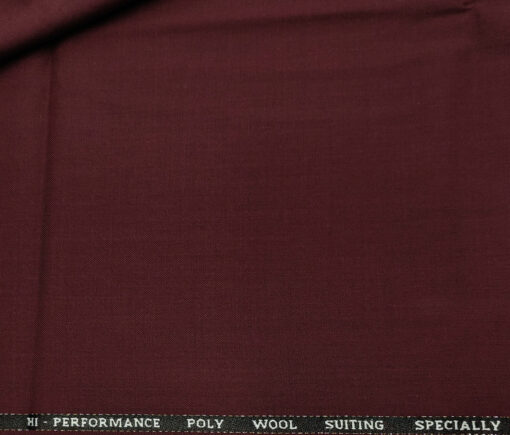 Cadini Italy Men's Wool Solids  Unstitched Trouser or Modi Jacket Fabric (Dark Maroon