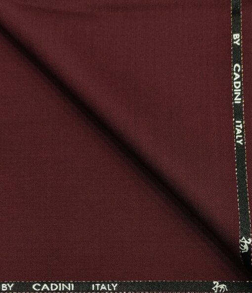 Cadini Italy Men's Wool Solids  Unstitched Trouser or Modi Jacket Fabric (Dark Maroon