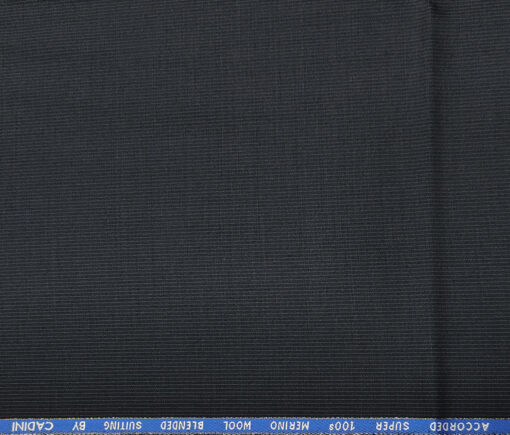 Cadini Italy Men's Wool Striped  Super 100's Unstitched Trouser or Modi Jacket Fabric (Dark Blue