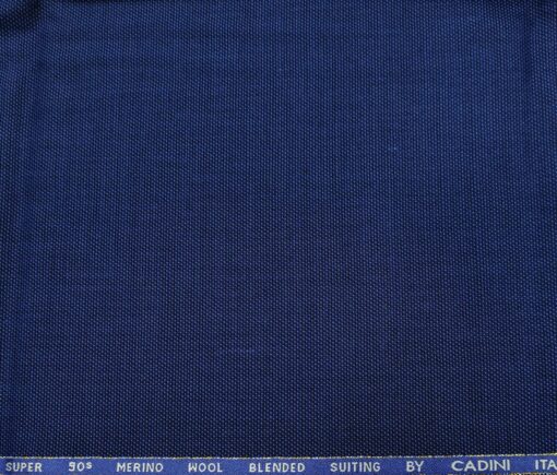 Cadini Italy Men's Wool Structured  Super 90's Unstitched Trouser or Modi Jacket Fabric (Royal Blue