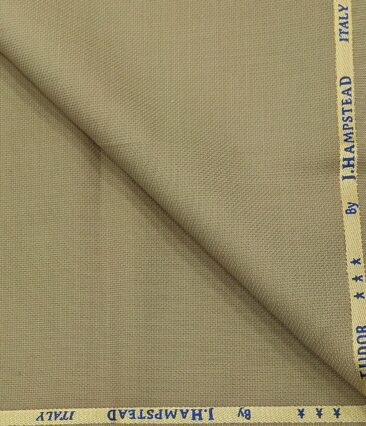 J.Hampstead Men's Wool Structured  Super 120's Unstitched Trouser Fabric (Beige