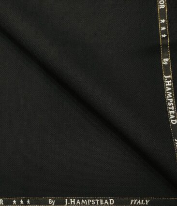 J.Hampstead Men's Wool Structured  Super 120's Unstitched Trouser Fabric (Black