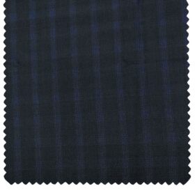 J.Hampstead Men's Wool Checks  Super 120's Unstitched Trouser Fabric (Dark Blue