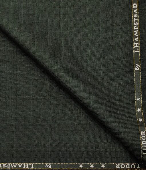 J.Hampstead Men's Wool Checks  Super 100's Unstitched Trouser Fabric (Dark Green