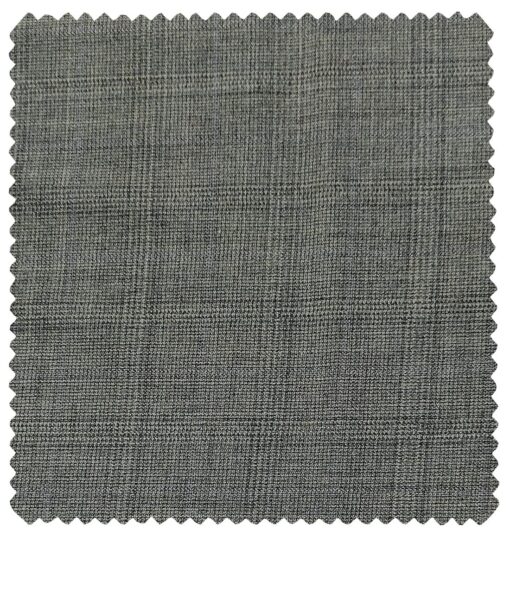 J.Hampstead Men's Wool Checks  Super 100's Unstitched Trouser Fabric (Grey