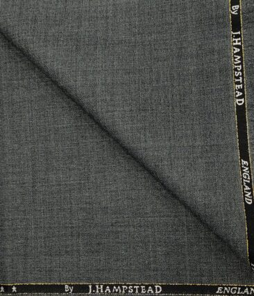 J.Hampstead Men's Wool Self Design  Super 110's Unstitched Trouser Fabric (Dark Worsted Grey