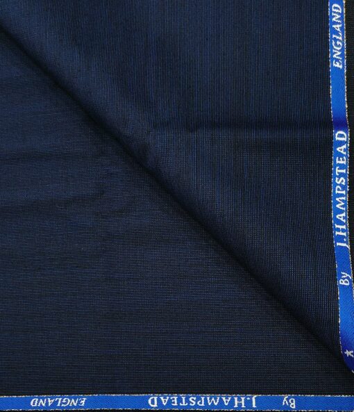 J.Hampstead Men's Wool Self Design  Super 100's Unstitched Trouser Fabric (Royal Blue