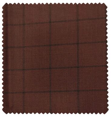 J.Hampstead Men's Wool Checks  Super 110's Unstitched Trouser Fabric (Sangaria Red