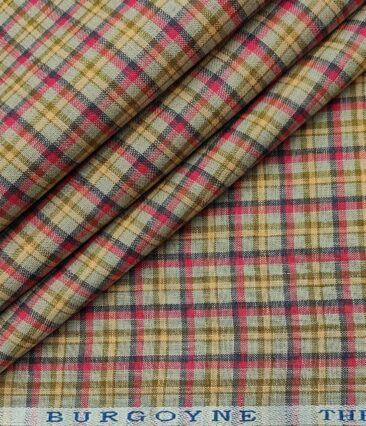 Burgoyne Men's 60 LEA Irish Linen Checks  Unstitched Shirting Fabric (Multicolor)