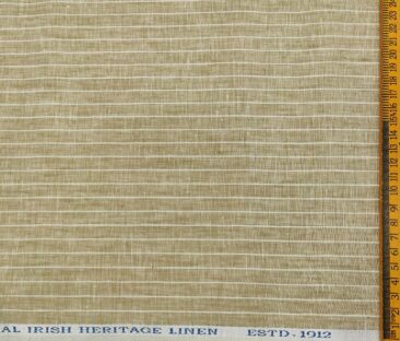 Burgoyne Men's 60 LEA Irish Linen Striped  Unstitched Shirting Fabric (Beige)