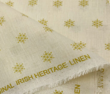 Burgoyne Men's 60 LEA Irish Linen Printed  Unstitched Shirting Fabric (Cream)
