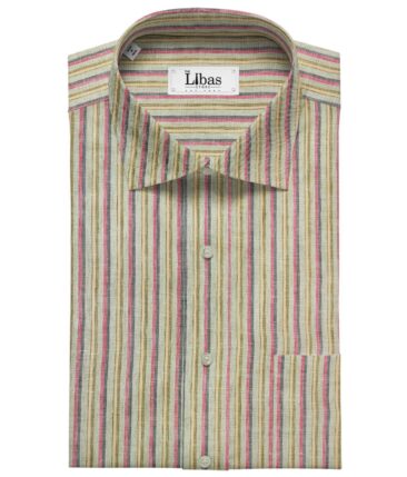 Burgoyne Men's 60 LEA Irish Linen Striped Unstitched Shirting Fabric ...