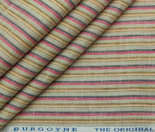Burgoyne Men's 60 LEA Irish Linen Striped  Unstitched Shirting Fabric (Multicolor)
