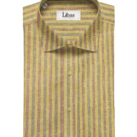 Burgoyne Men's 60 LEA Irish Linen Striped  Unstitched Shirting Fabric (Yellow)